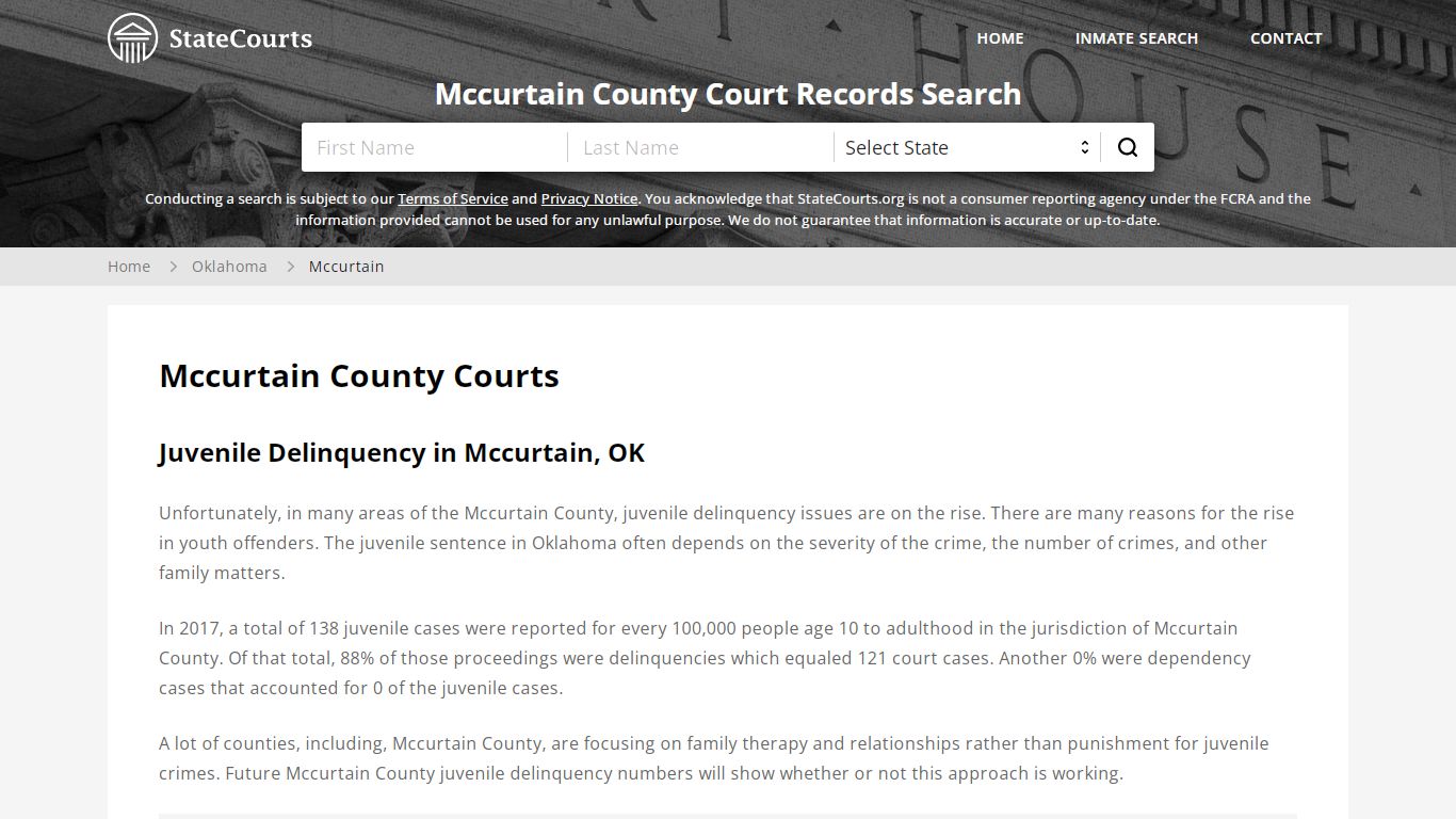 Mccurtain County, OK Courts - Records & Cases - StateCourts